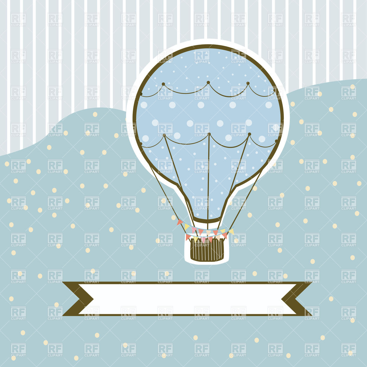 1200x1200 Cartoon Hot Air Balloon With Banner Vector Image Vector Artwork