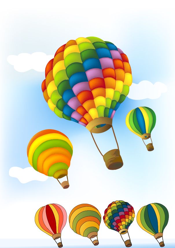 605x856 Cute Hot Air Balloon Vector Graphics Download Vector Material