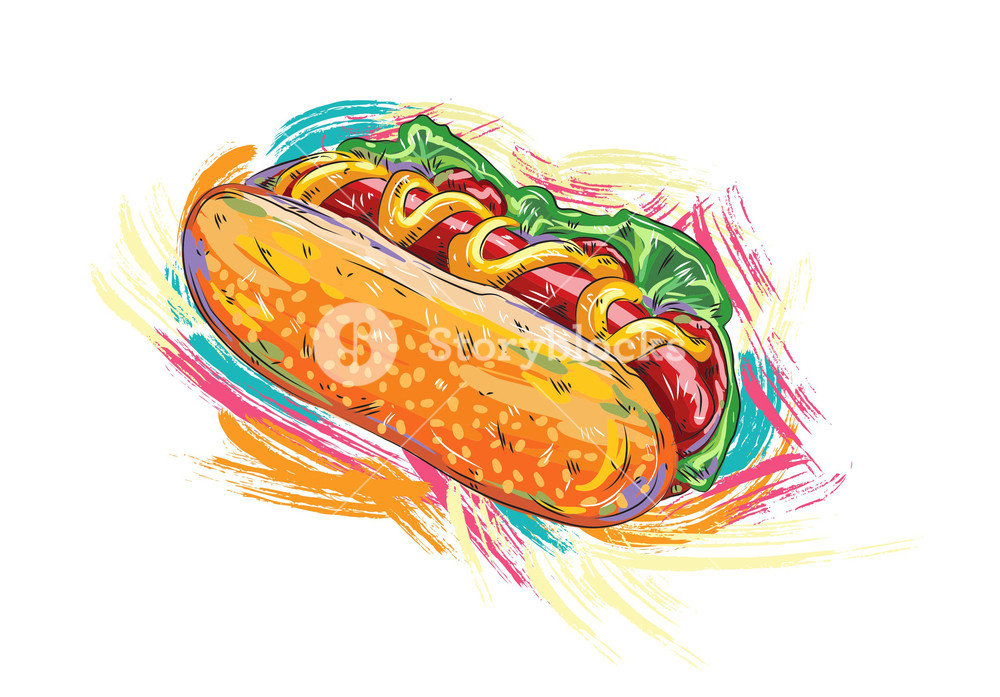 1000x697 Hot Dog Vector Illustration Royalty Free Stock Image