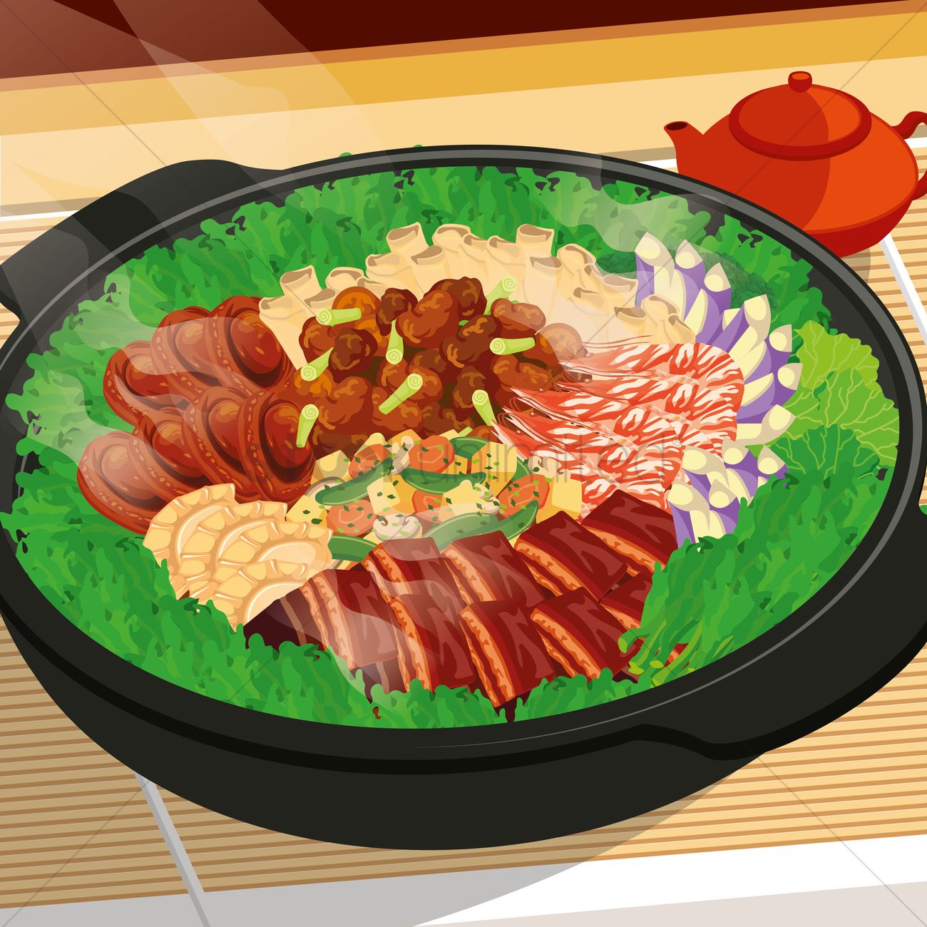 1300x1300 Assorted Hot Pot Vector Image
