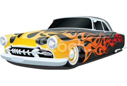 442x300 Vector Hot Rod With Flames Stock Vectors