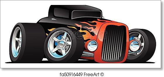 560x264 Free Art Print Of Hot Rod Classic Coupe Custom Car Cartoon Vector