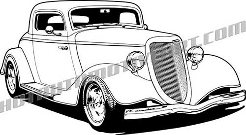 500x274 1934 Ford Hot Rod Vector Clipart, High Quality Vector Black Line