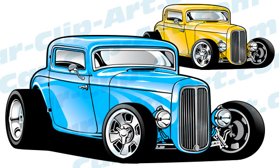 576x346 Custom 1932 Ford 3 Window Hot Rod Vector Clipart Car Clip