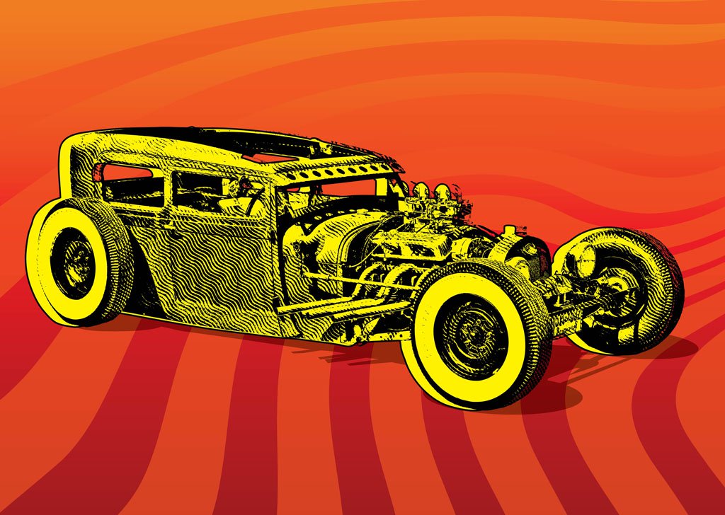 1024x728 Hotrod Car Vector Vector Art Amp Graphics