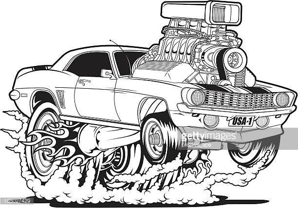 612x429 Muscle Monster Car Cartoon Art Hot Rod Car Vector Art And
