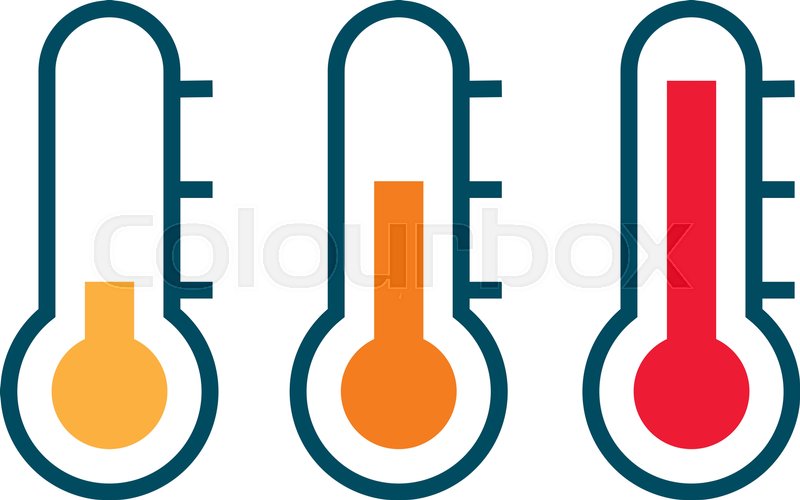 800x500 Three Vector Thermometer Showing The Temperature From Warm To Very
