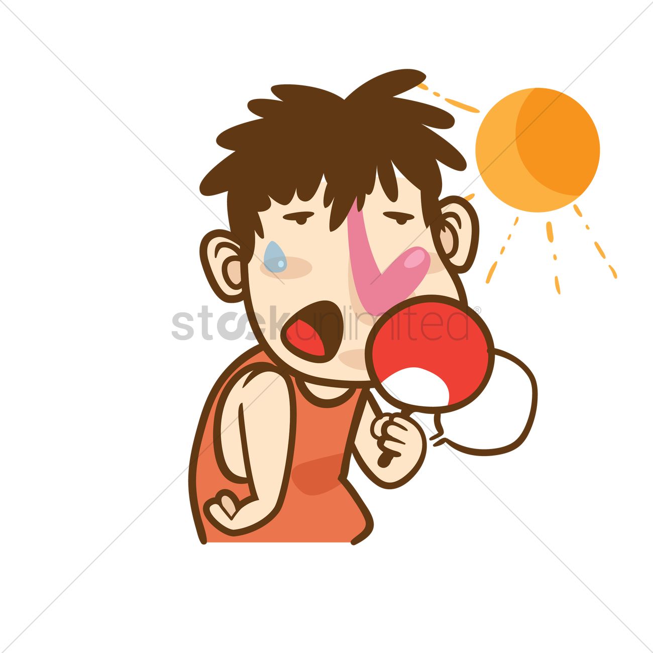 1300x1300 Cartoon Character Feeling Hot Vector Image