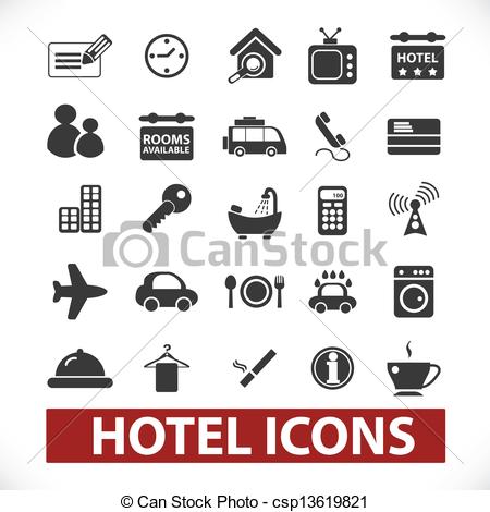 450x470 Hotel Icons Set, Vector.