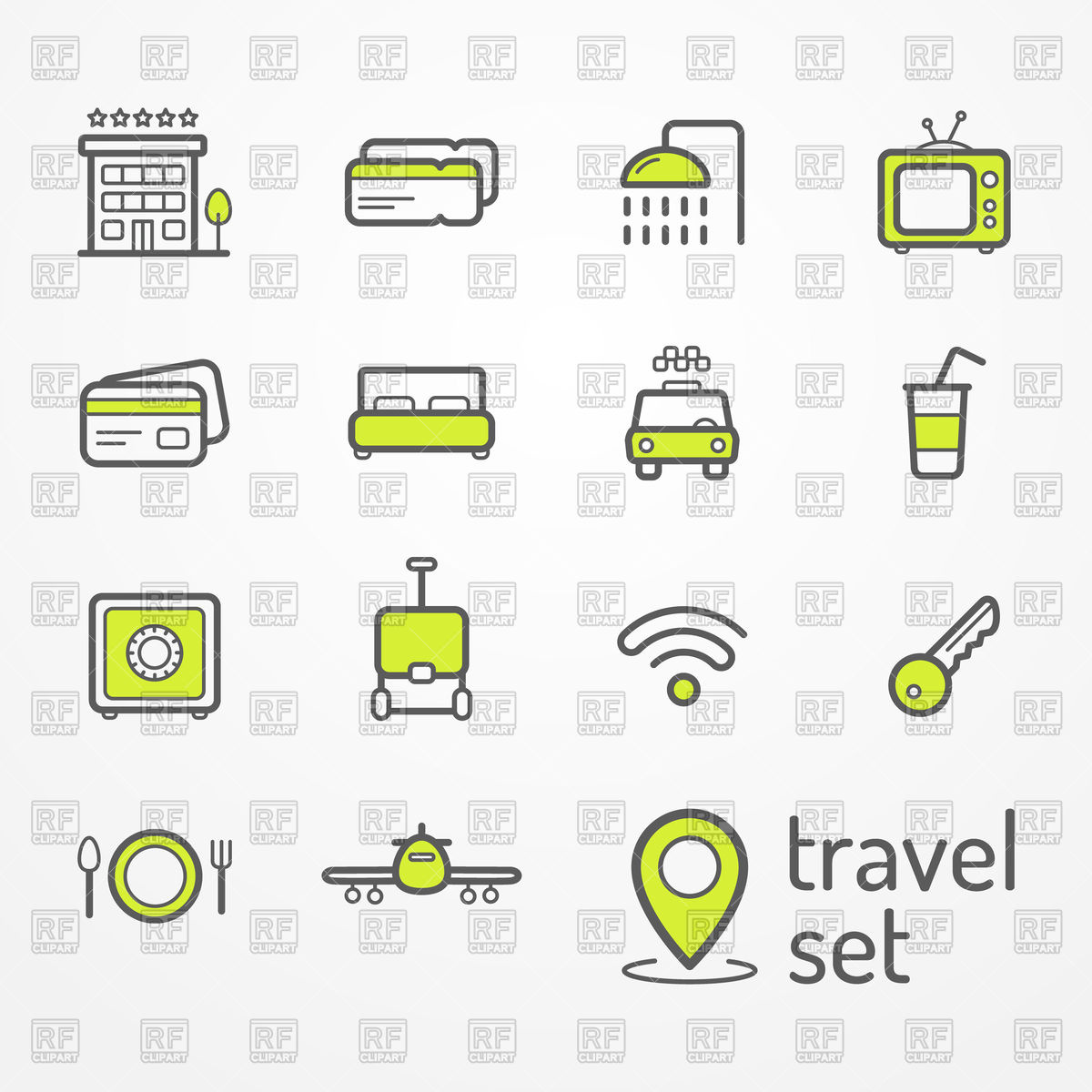 1200x1200 Set Of Travel And Hotel Icons Vector Image Vector Artwork Of