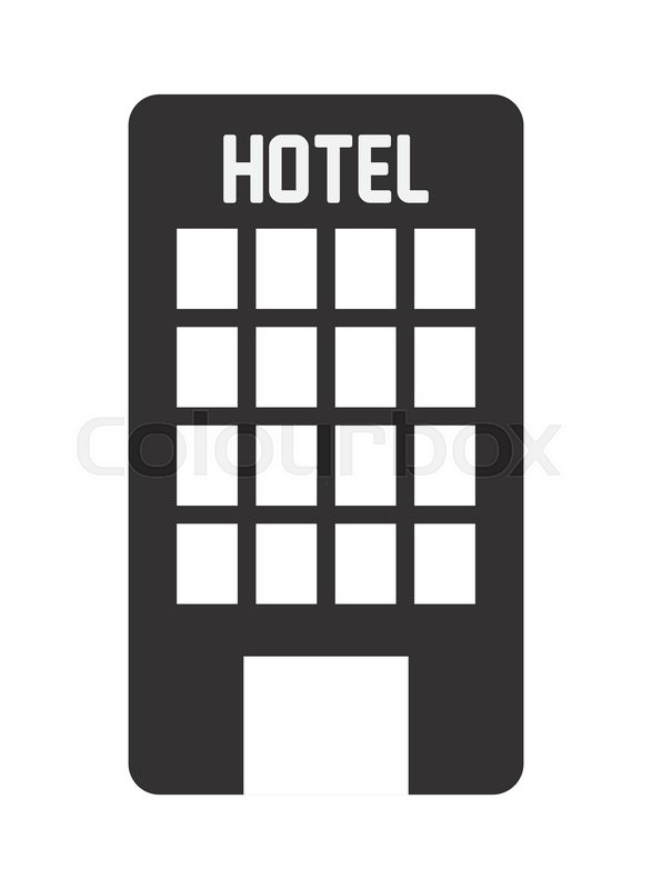 587x800 Flat Design Hotel Building Icon Vector Illustration Stock Vector