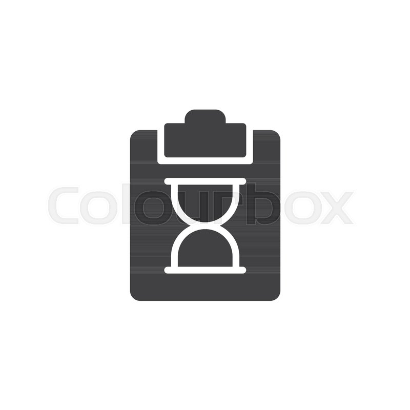 800x800 Clipboard With Sand Clock Hourglass Icon Vector, Filled Flat Sign