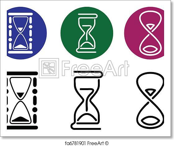 560x470 Free Art Print Of Hourglass. Vector Silhouettes Of Different