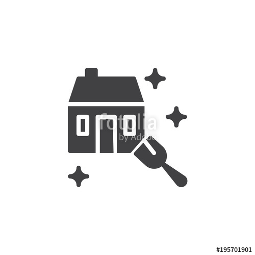 500x500 House Cleaning Service Vector Icon. Filled Flat Sign For Mobile