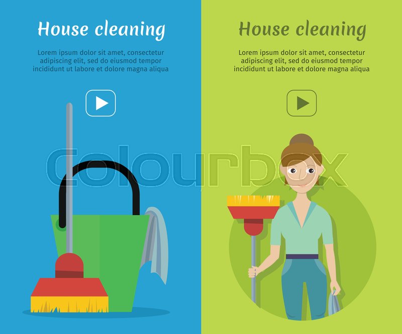 800x666 Set Of Cleaning Service Web Banners. Flat Style. House Cleaning