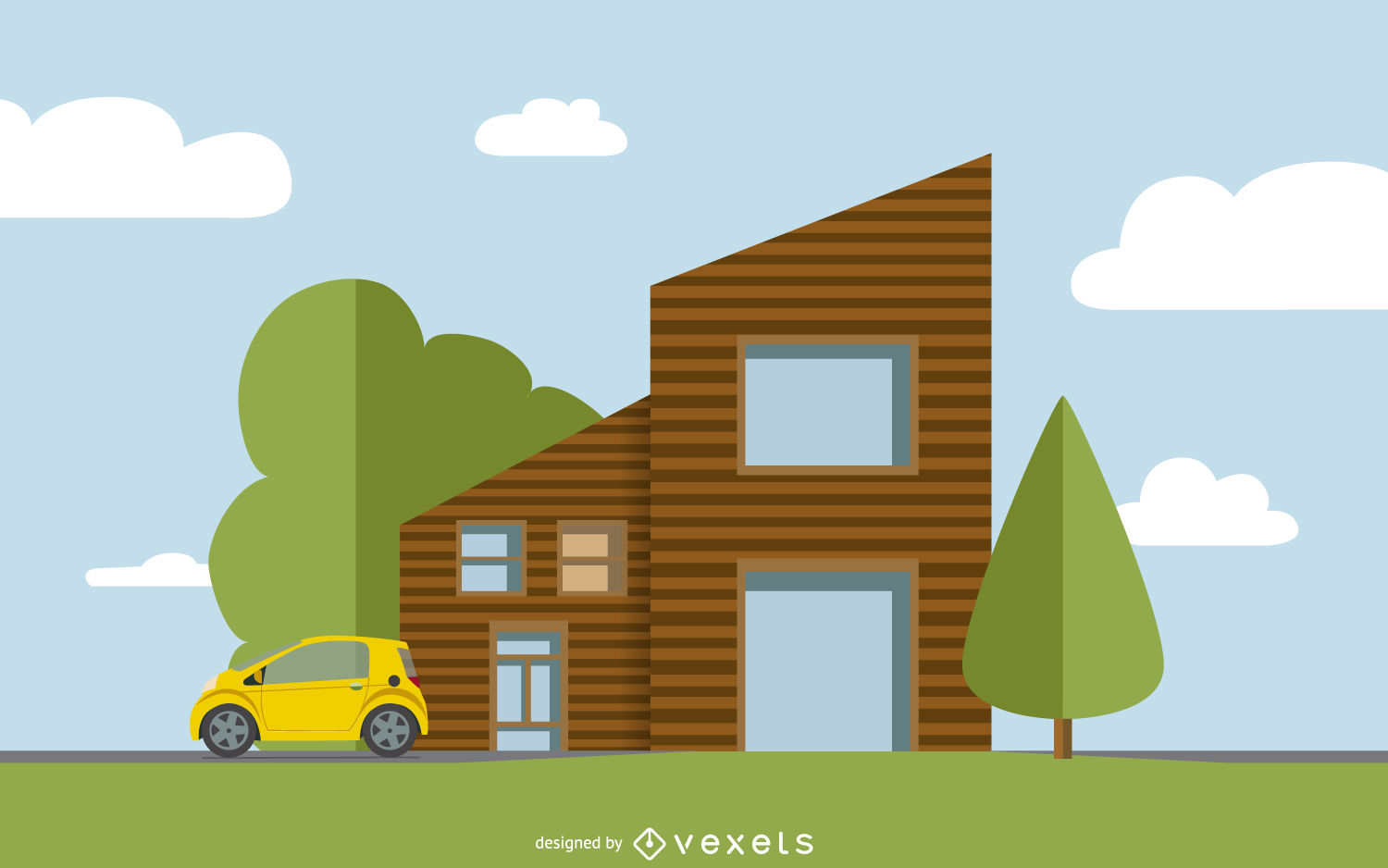 1500x938 Flat House Illustration