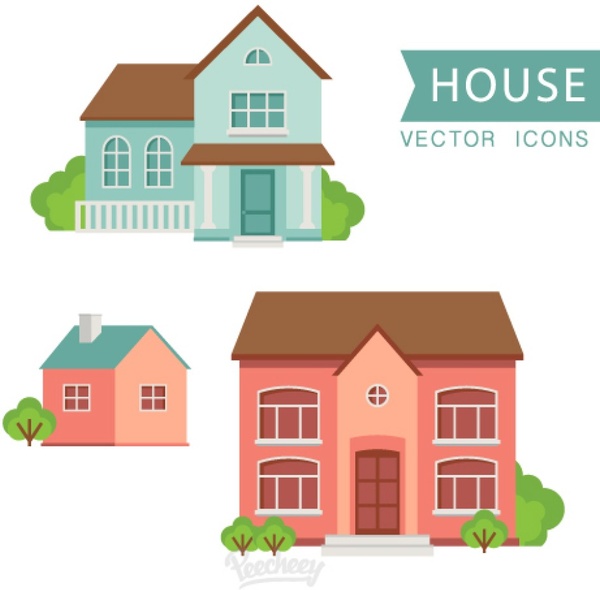 600x590 Houses Flat Design Free Vector In Adobe Illustrator Ai ( .ai
