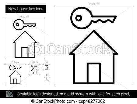 450x344 New House Key Line Icon. New House Key Vector Line Icon Isolated