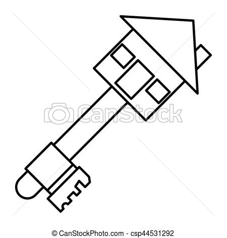 450x470 Simple Thin Line House Key Icon Vector.