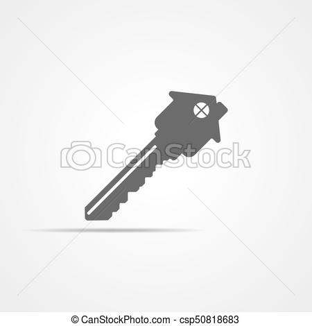 450x470 Estate Concept With House And Key. Vector Illustration. Silhouette