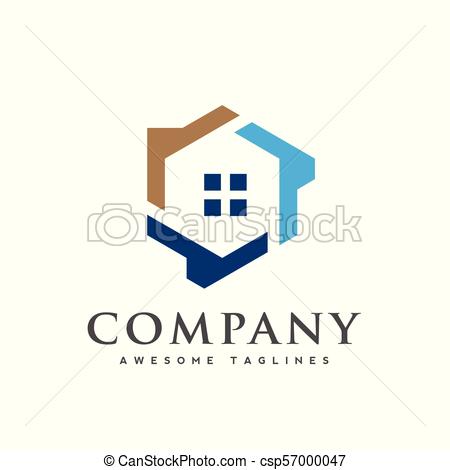 450x470 Hexagon House Logo Vector, Creative Real Estate Logo, Property And