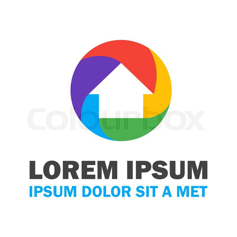 800x800 Colorful House Logo. Vector Logo Design Concept Stock Vector