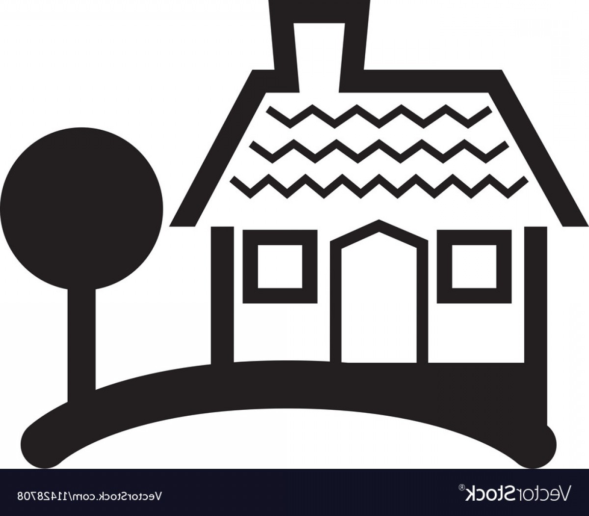 1200x1050 House And Tree Silhouette Vector Arenawp