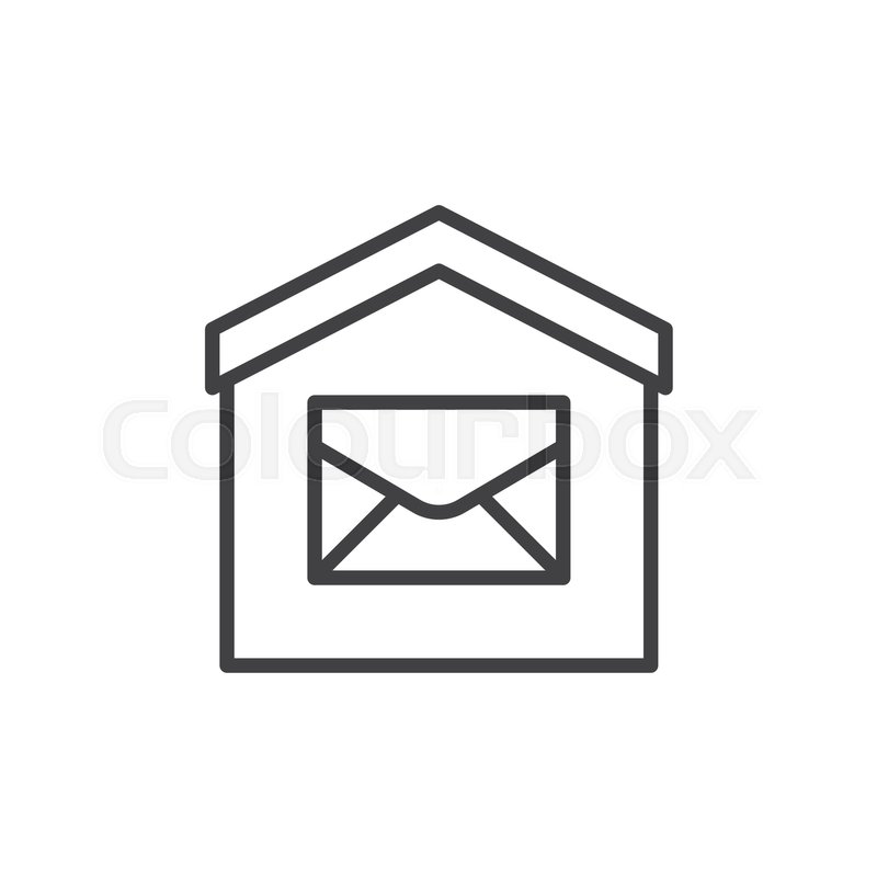 800x800 House And Envelope Line Icon, Outline Vector Sign, Linear Style