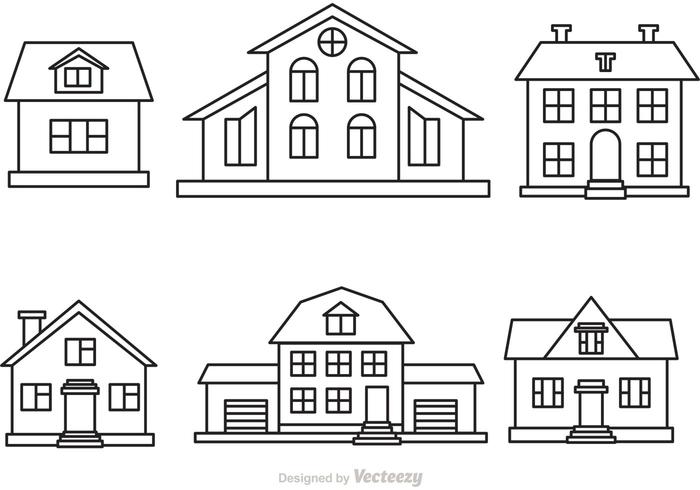 700x490 Vector House Outline Set