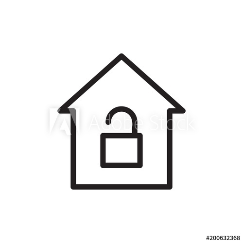 500x500 Unlock House Outline Vector Icon