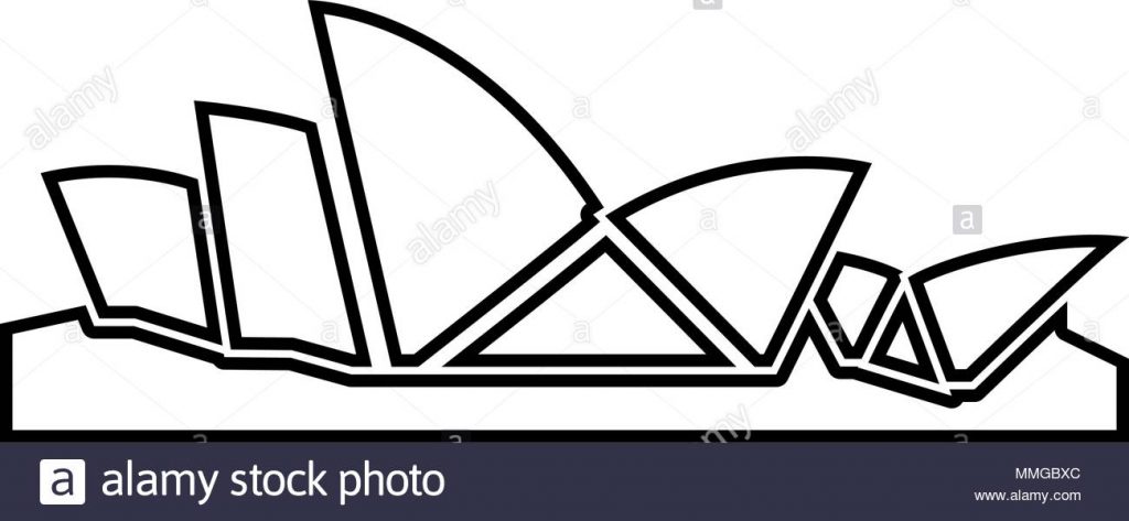 1024x473 Creative Inspiration Opera House Outline Sydney Icon Black Color