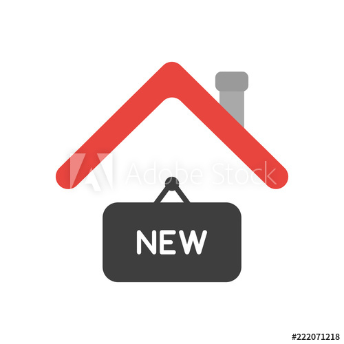 500x500 Vector Icon Concept Of New Hanging Sign Under House Roof