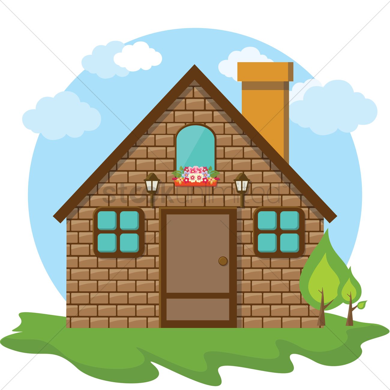 1300x1300 Free Stone House Vector Image