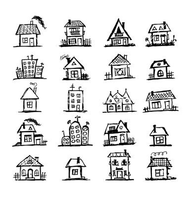 380x400 Sketch Of Art Houses For Your Design Vector By Kudryashka Free