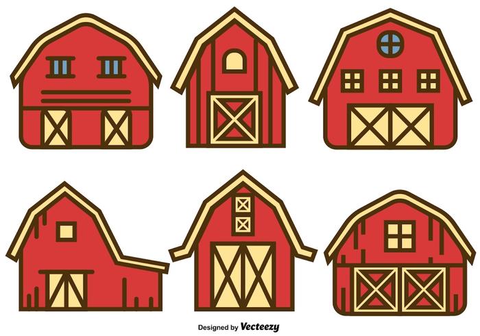 700x490 Vector Set Of Red Barn House Icons