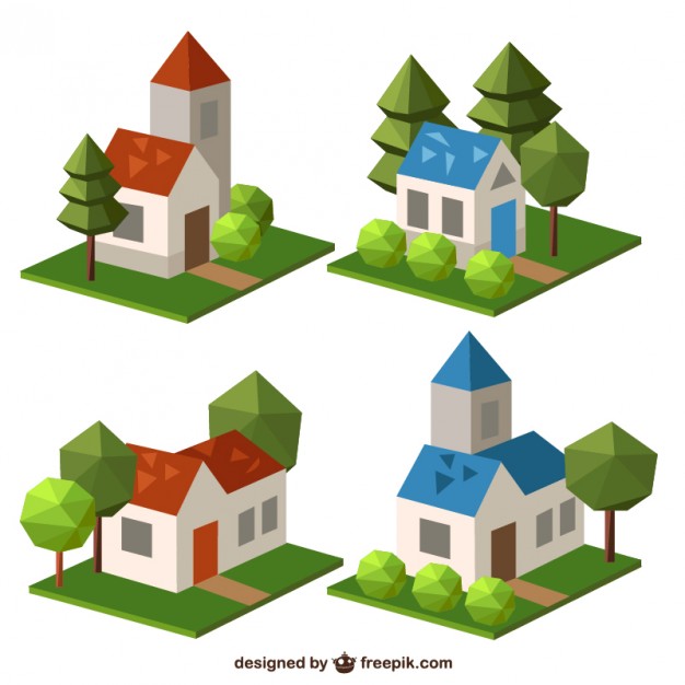 626x626 Polygonal Houses Vector Free Download