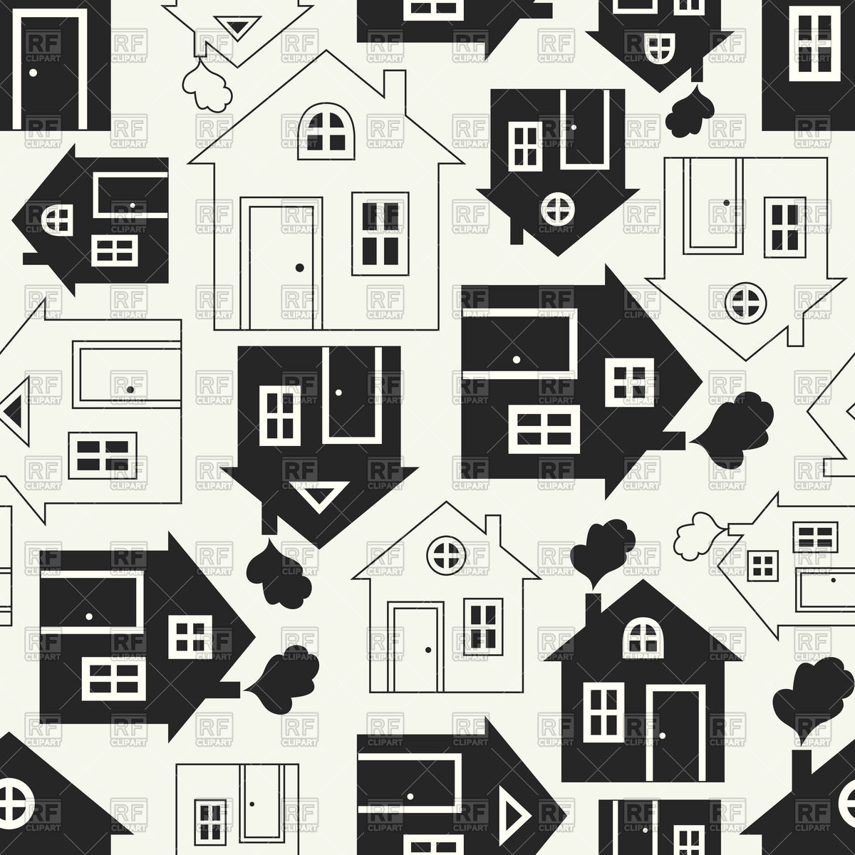 1200x1200 Seamless Pattern With Houses Vector Image Vector Artwork Of