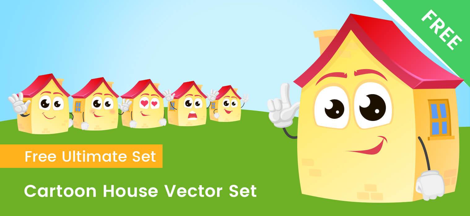 1518x700 Cartoon House Vector Set