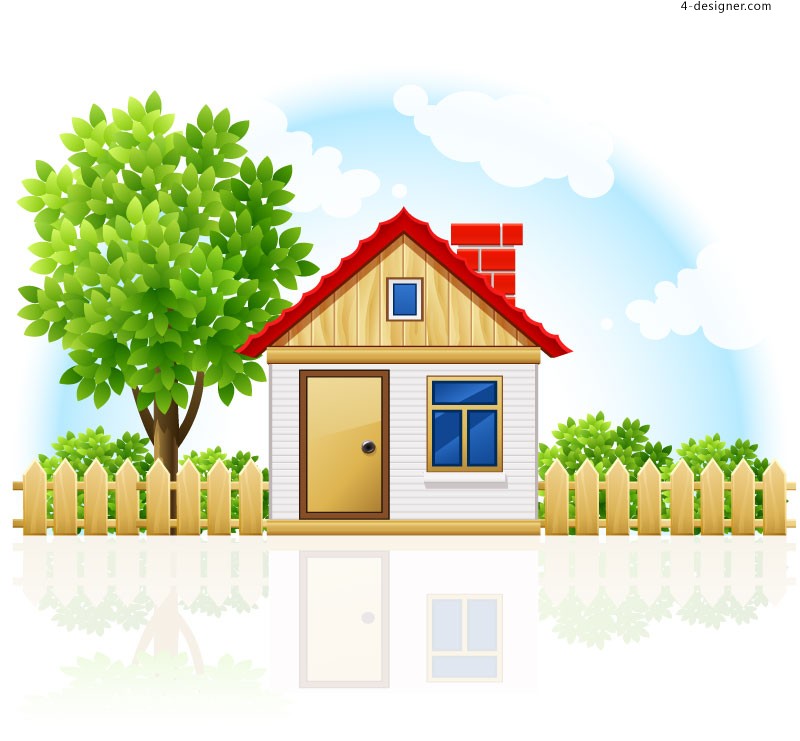 800x741 4 Designer Cartoon House Vector Material