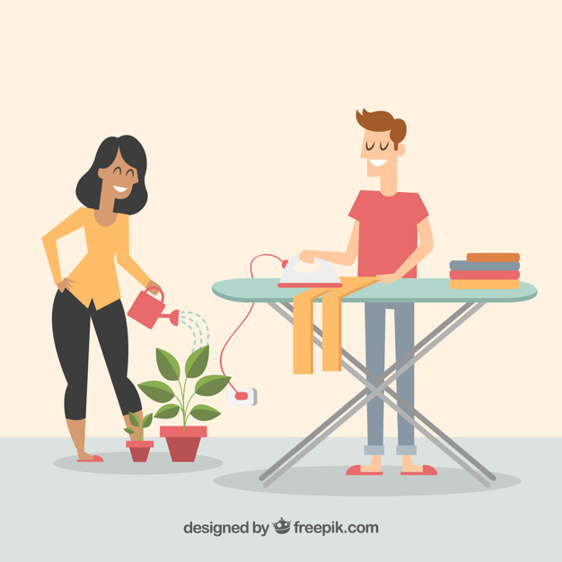 626x626 Happy Couple Doing Housekeeping Vector Free Download