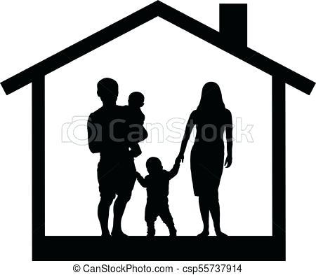 450x393 House Vector Family Silhouette House Housekeeping Vector Icons