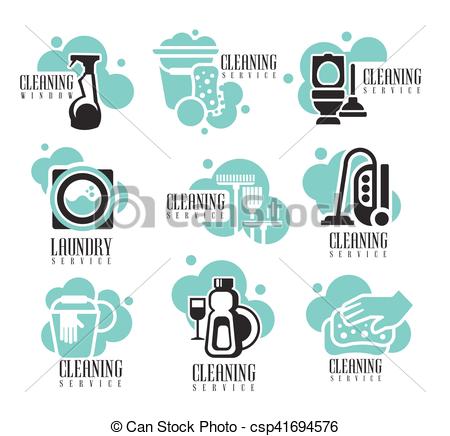 450x436 House And Office Cleaning Service Hire Labels Set, Logo Templates