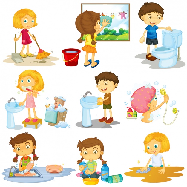 626x626 Kids Doing Housekeeping Vector Premium Download