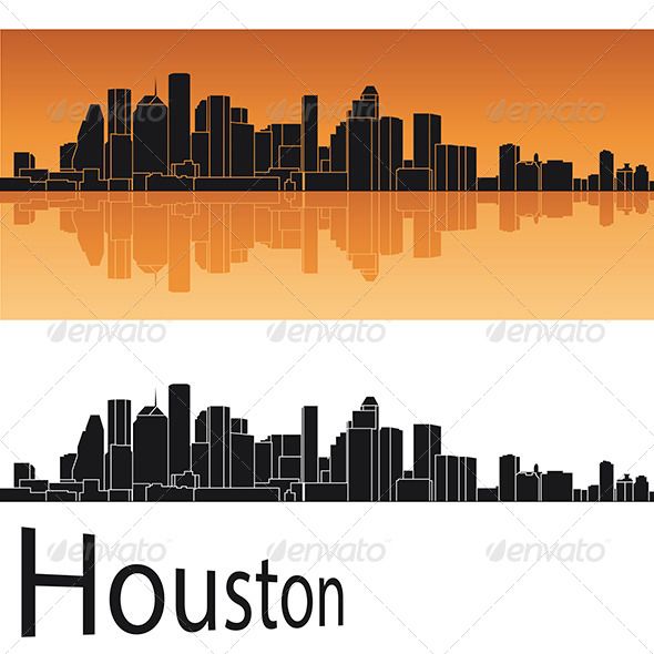 590x590 Houston Skyline In Orange Background Footage Video