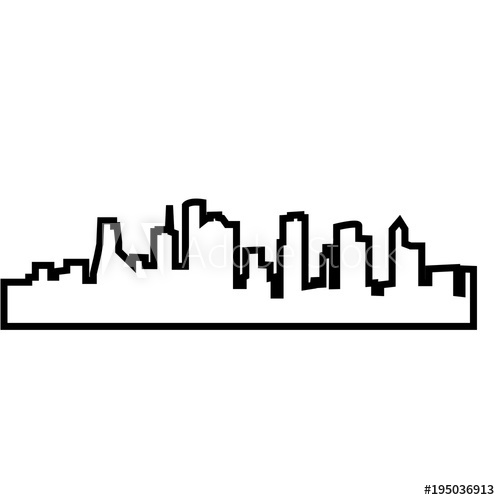 500x500 Houston Skyline Silhouette Outline On White Background