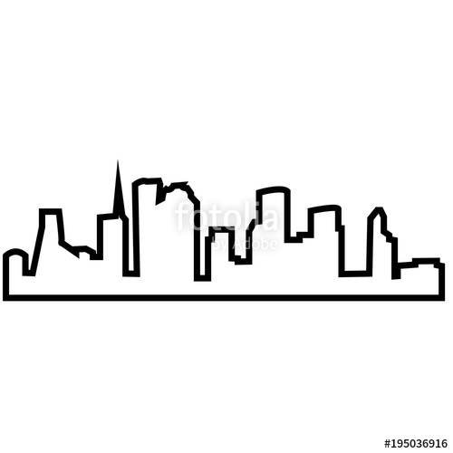 500x500 Houston Skyline Silhouette Outline On White Background Stock