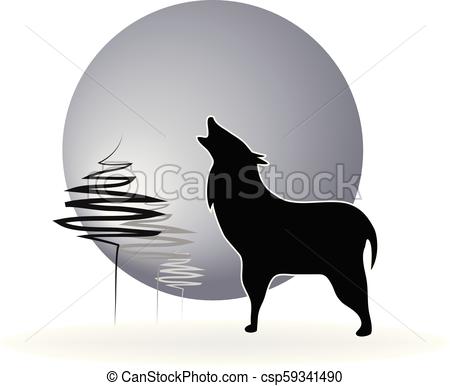 450x386 Howling Wolf Vector Design Illustration.