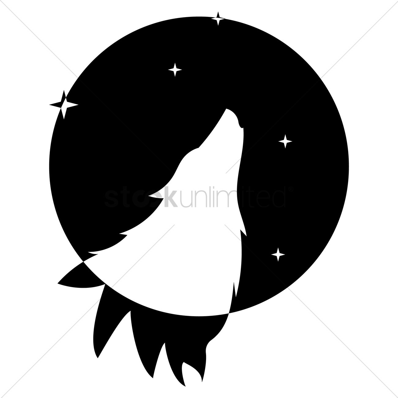 1300x1300 Silhouette Of Howling Wolf Vector Image
