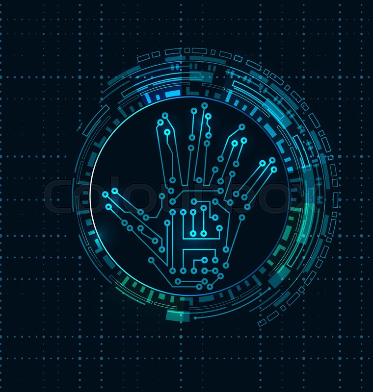 760x800 Abstract Hand With Scan, Electronic Technology Background, Circuit