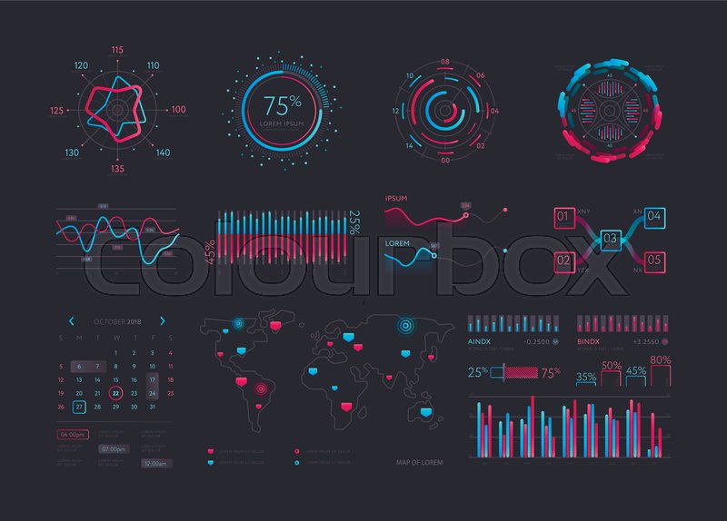 800x574 Interface Screen With Data Infographic Digital Illustration